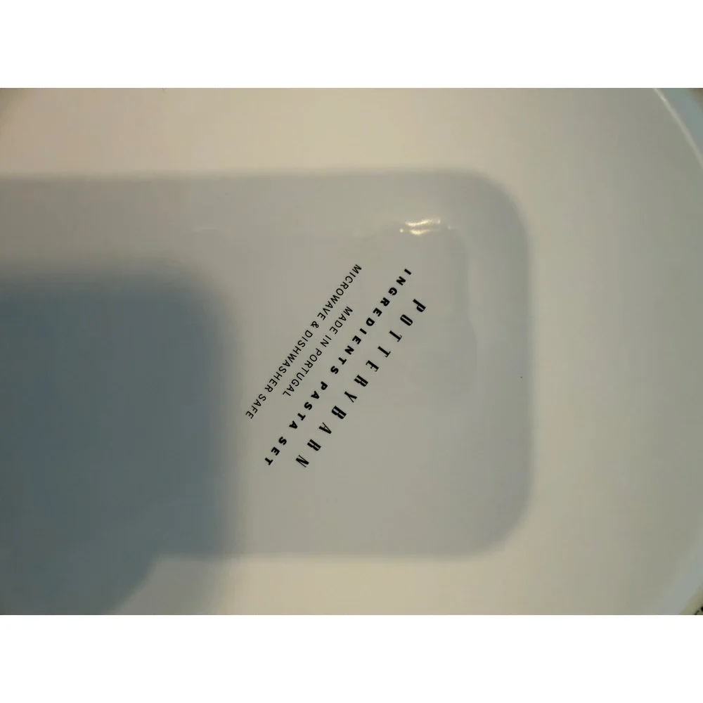 Pottery Barn Ingredients Pasta Bowl Set 3pc White Ceramic Portugal Tomato Garlic